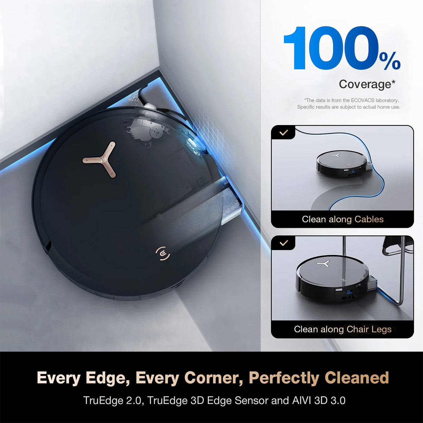 Ecovacs DEEBOT X8 Pro Omni Robot Vacuum and Mop Image - 100% Coverage