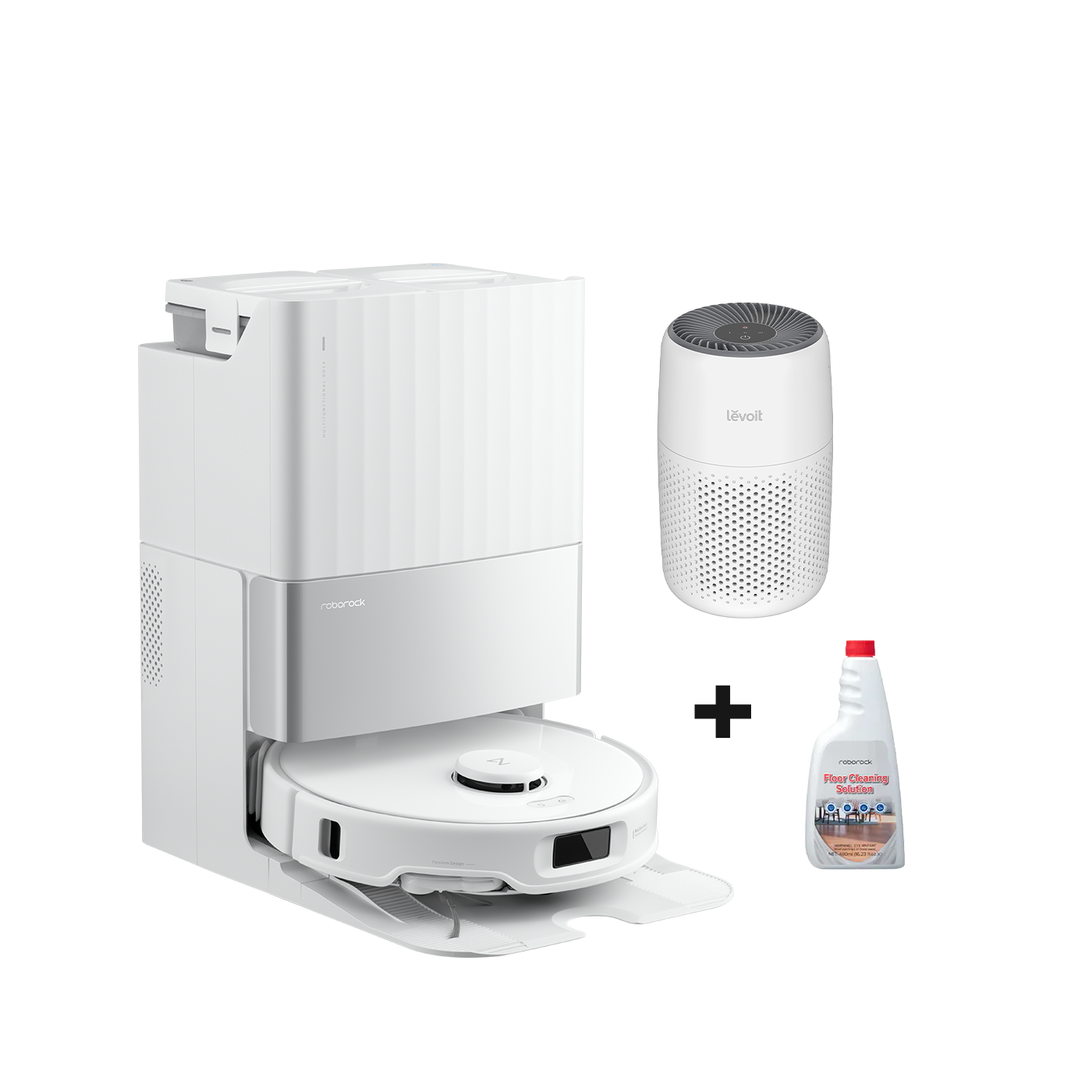 Roborock Qrevo EdgeC Robot Vacuum with Multifunctional Dock - White + Free Levoit Core Mini Air Purifier & Roborock Floor Cleaner