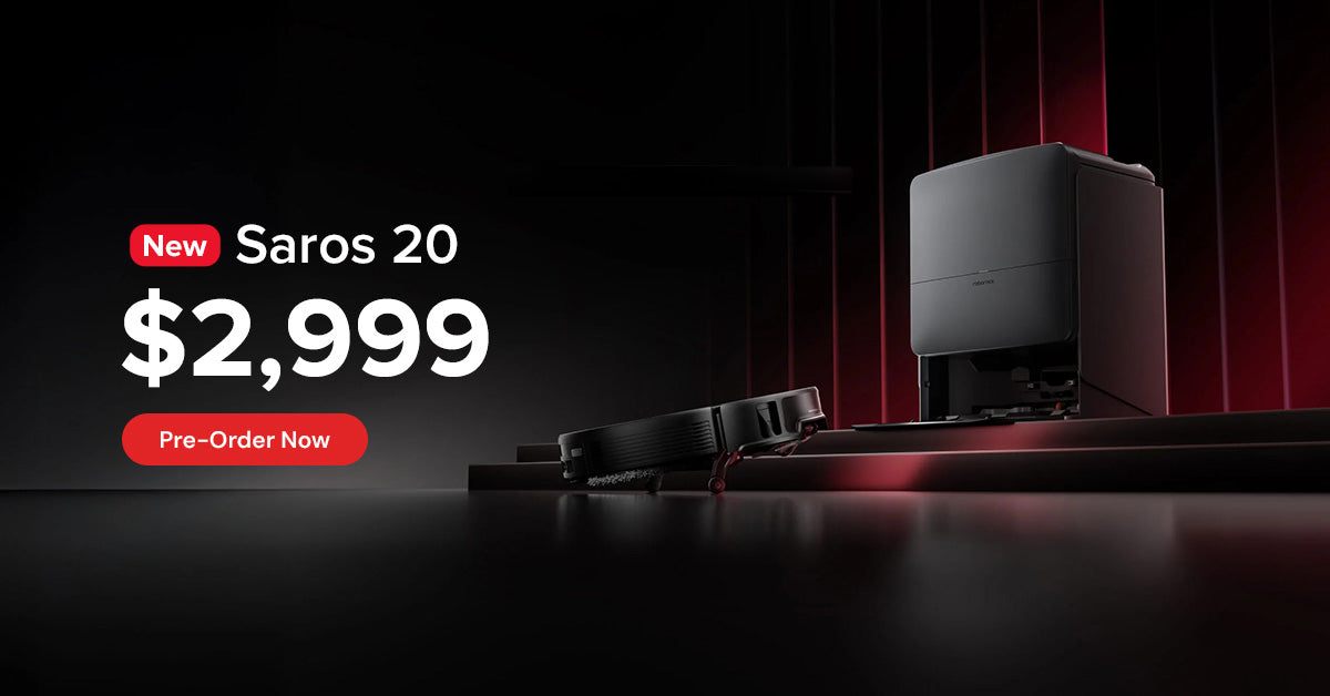 Product display with 'New Saros 20' and price $2,999 on a dark background